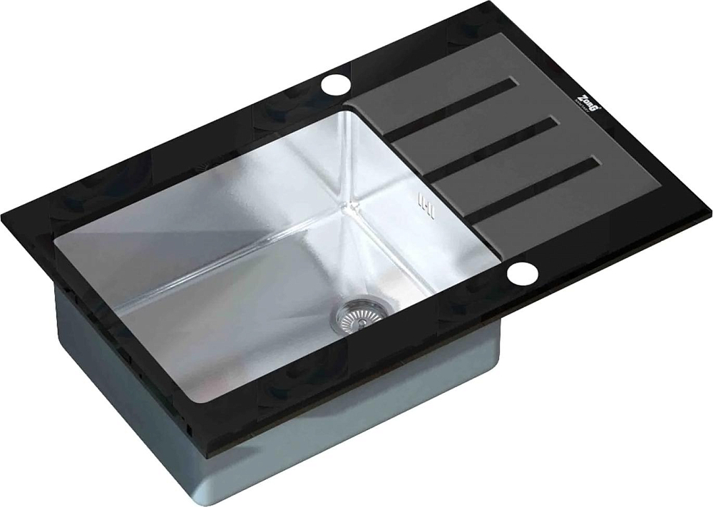 Кухонная мойка Zorg Inox Glass GL-7851-BLACK чёрное стекло