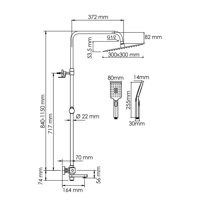 Душевая система WasserKRAFT серия A A199.260.201.BG Thermo золото