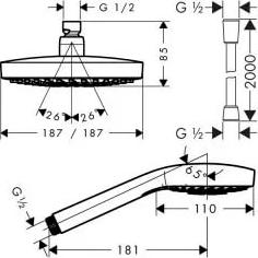 Душевая стойка Hansgrohe Croma Select S 180 2 jet 27351400, хром