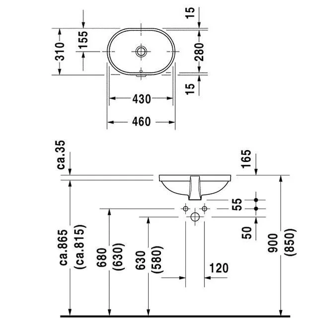 Раковина Duravit Foster 0336430000 46 см, врезная снизу