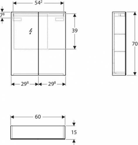 Зеркальный шкаф с подсветкой 60 см Geberit Option 500.582.00.1