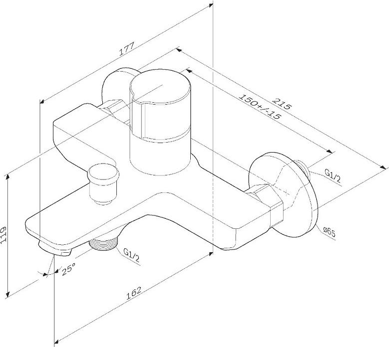 Смеситель для ванны с душем AM.PM X-Joy F85A10500, хром