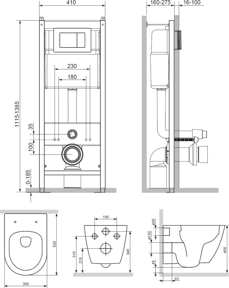 Инсталляция с подвесным унитазом Damixa Apollo DX22.IS10101.1700 с сиденьем микролифт и белой клавишей смыва