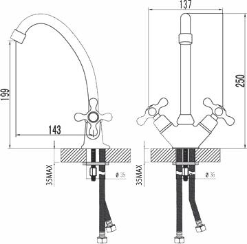 Смеситель Zorg Sanitary ZR 800 K-81-4 для кухонной мойки