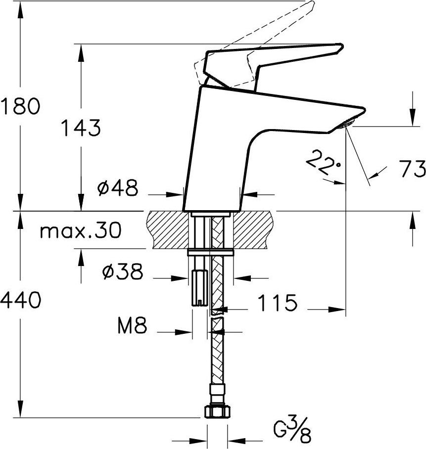 Смеситель для раковины VitrA Solid S A42440EXP, хром