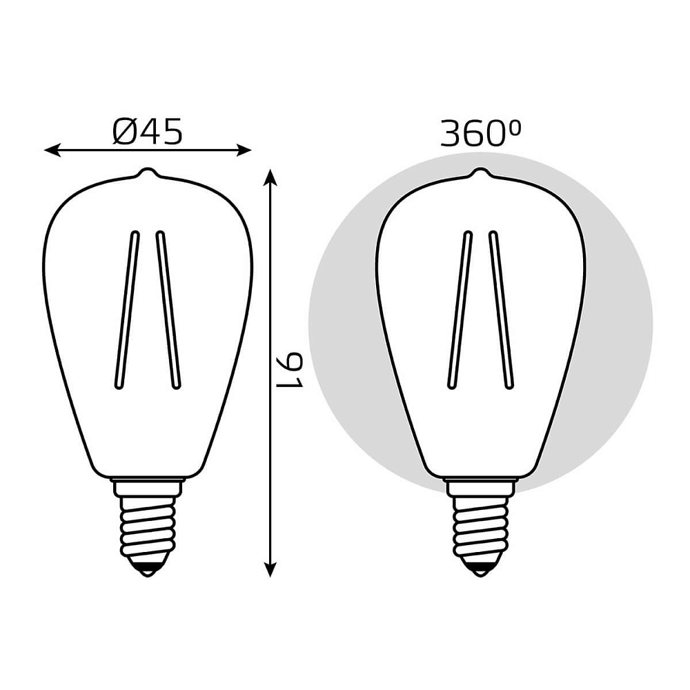 Лампа светодиодная филаментная Gauss E14 4,5W 2700K прозрачная 1141115