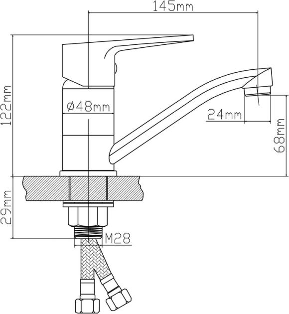 Смеситель для кухни BOOU B8282-14A, хром