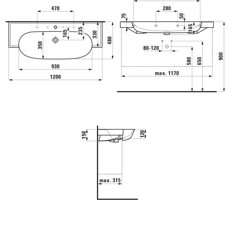 Раковина Laufen New Classic 8.1385.8.000.104.1/4.0607.3.085.629.1 белый, коричневый