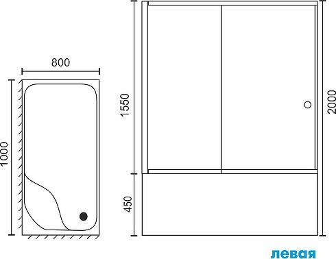 Душевой уголок Royal Bath BP 100x80 RB8100BP-T-BL-L, профиль черный стекло прозрачное