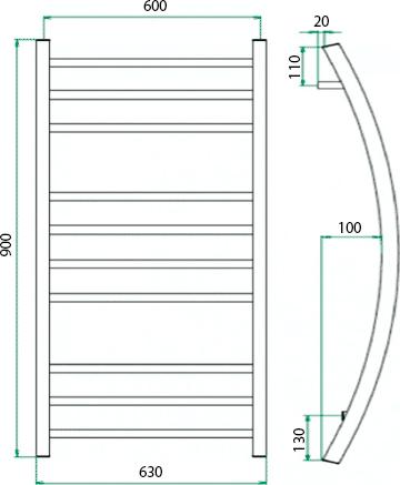 Полотенцесушитель водяной Grota Primo 63x90