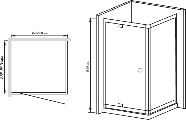 Душевой уголок RGW Passage PA-44 (670-800)х900 стекло чистое