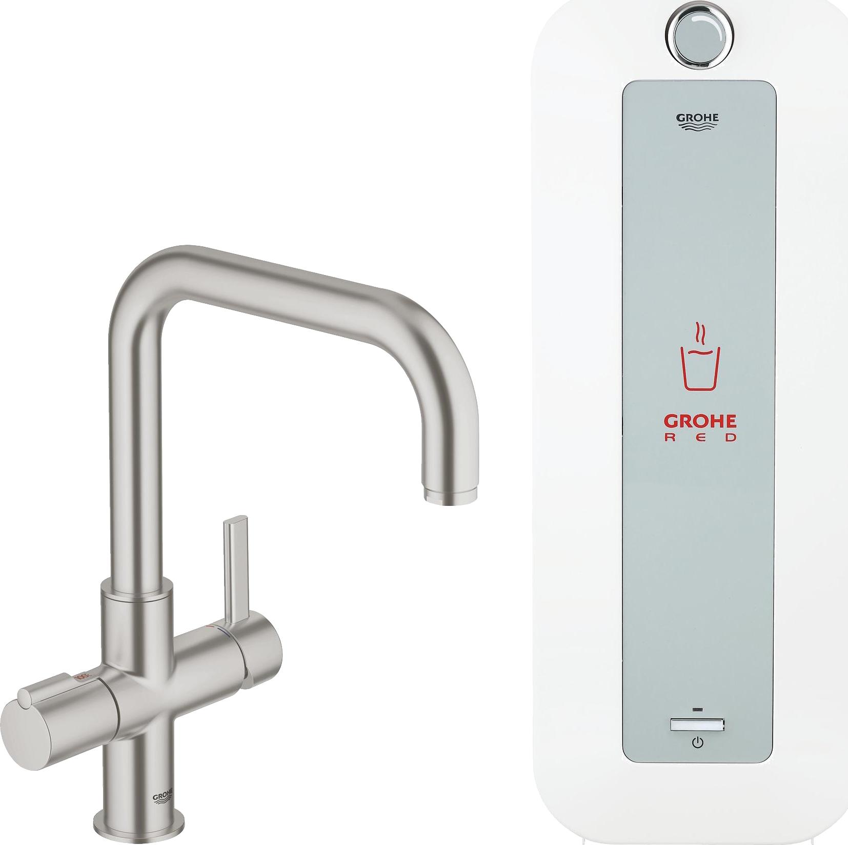 Смеситель Grohe Red Duo 30156DC0 для кухонной мойки с водонагревателем суперсталь