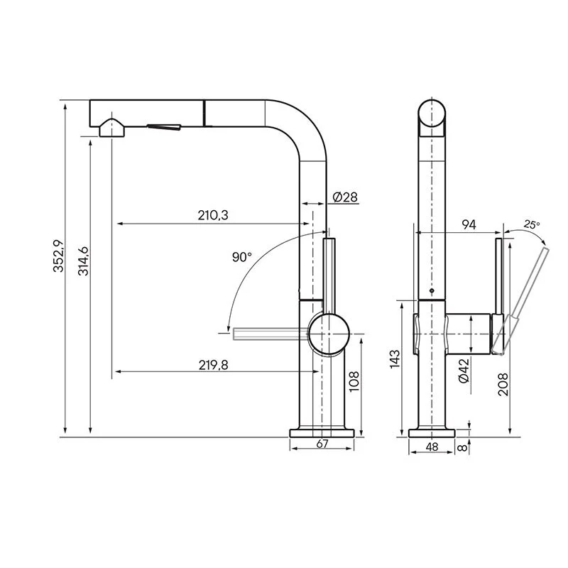 Смеситель для кухни Paulmark Neo Ne214419-Ni серый