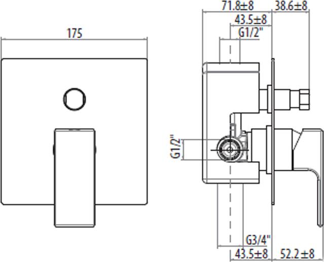 Смеситель для ванны Gattoni Kubik 2534/25C0.CH хром