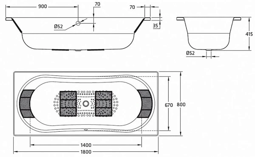 Стальная ванна BLB 180х80 B80D белый