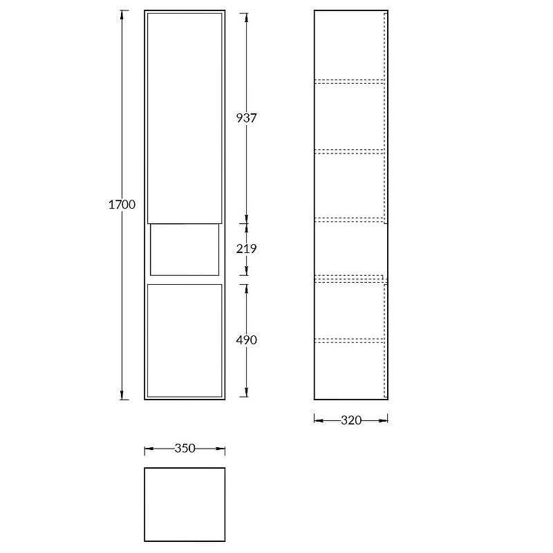 Шкаф пенал Kerama Marazzi Plaza Modern 35 R PLB.M.170\WHT подвесной белый глянцевый