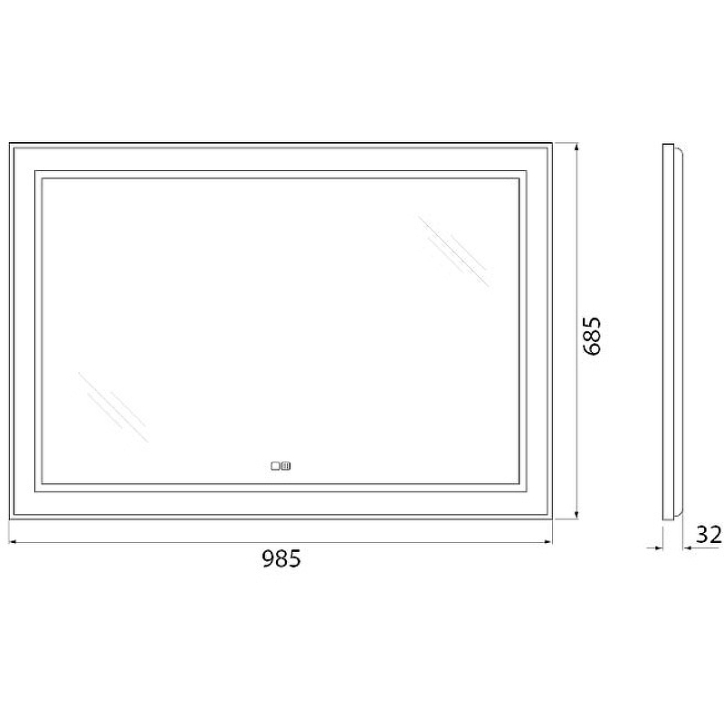 Зеркало BelBagno Kraft SPC-KRAFT-985-685-TCH-WARM 98.5 см, с подсветкой, подогревом и сенсорным выключателем