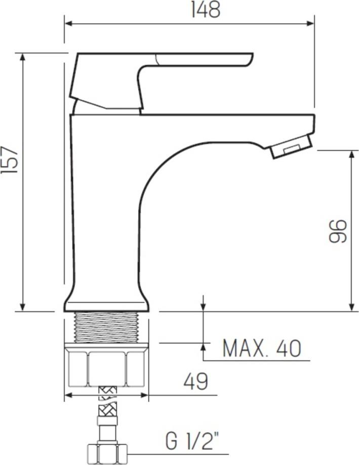 Смеситель для умывальника РМС SL123-001F, хром