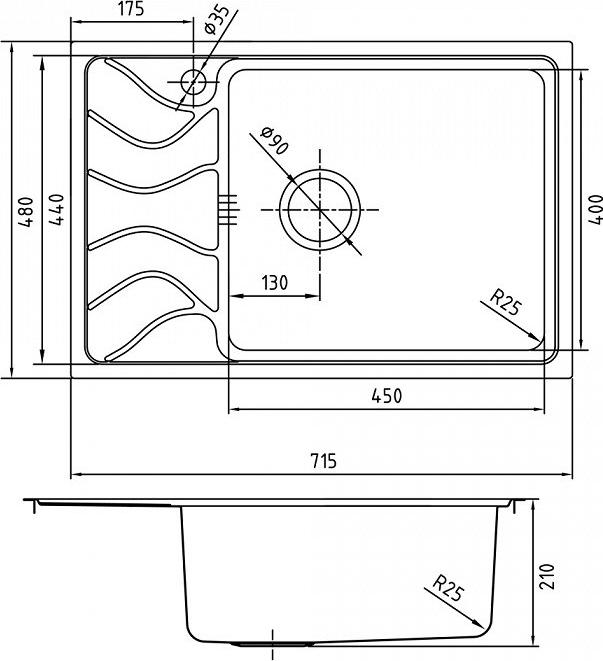 Комплект кухонная мойка Iddis Reeva REE71SRi77 хром + смеситель Iddis Kitchen Line K11SB0JI05