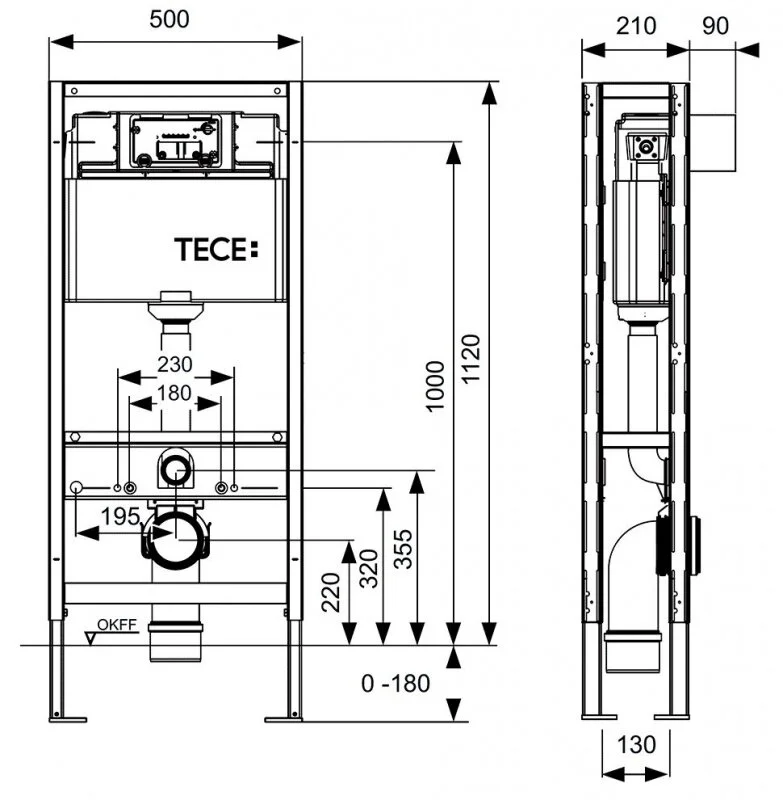 Инсталляция TECE TECEprofil 9300093 с безободковым унитазом Creo Ceramique Avignon AV1100MB, сиденье микролифт, черный матовый, комплект