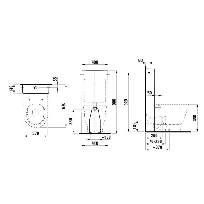 Унитаз Laufen New Classic 8. 2385.1.757.000.1 37 x 53 x 43 см приставной, безободковый, цвет белый матовый