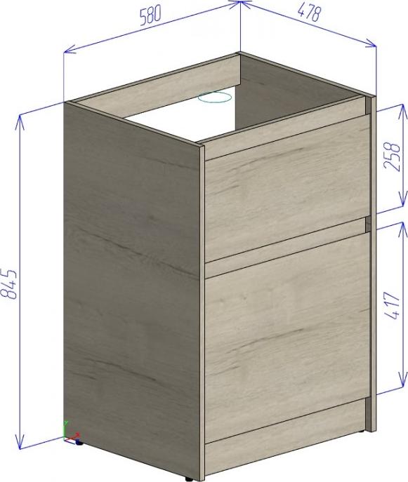 Тумба для комплекта BelBagno KRAFT-LVD-580/1200-2C-PIA-RNN rovere nebrasca nature