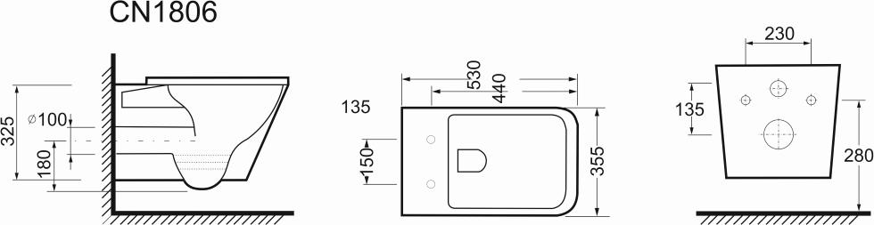 Подвесной унитаз Ceramica Nova Cubic CN1806 с микролифтом, безободковый