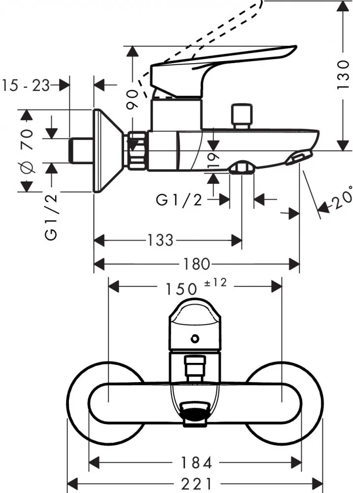 Смеситель для ванны с душем Hansgrohe Logis E 71178000/71415000/26532400 хром