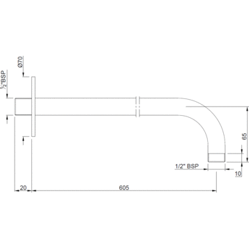 Кронштейн для верхнего душа Jaquar Shower SHA-CHR-479L600 хром