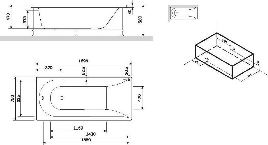 Фронтальная панель Am.Pm Spirit W72A-170-075W-P2