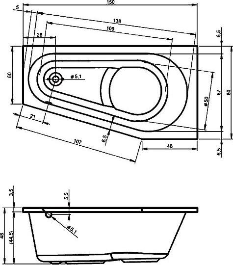 Акриловая ванна Riho Delta 150х80 L B067001005