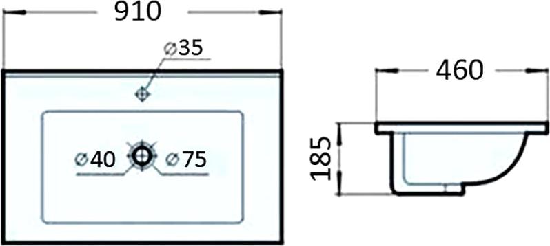 Тумба с раковиной Comforty Бредфорд 90 00-00009955, белый глянец