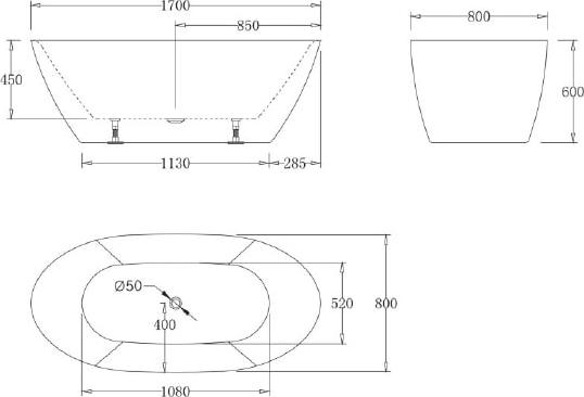 Акриловая ванна BelBagno 170х80 BB77-1700