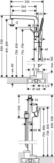 Напольный смеситель для ванны Hansgrohe Talis S 72412000, хром