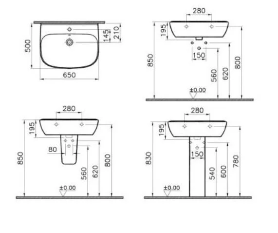 Раковина VitrA Zentrum 5634B003-0001 белый