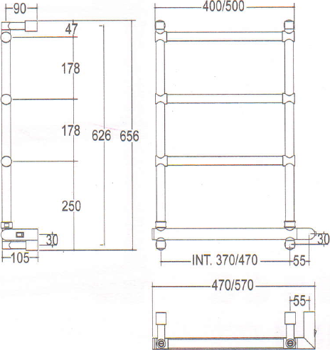 Полотенцесушитель электрический Margaroli Sole 542 BOX SC0542B1501, золото