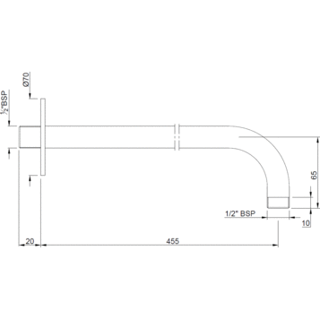 Кронштейн для верхнего душа Jaquar Shower SHA-CHR-479L450 хром