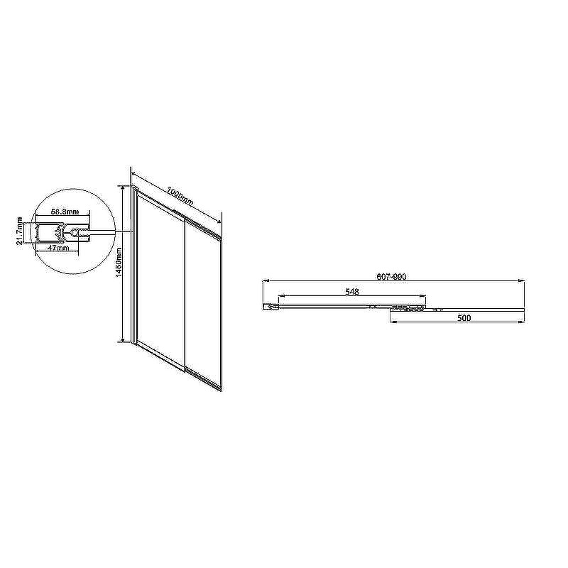 Шторка для ванной Vincea 100 VSB-1E100CLB, профиль черный матовый, стекло прозрачное