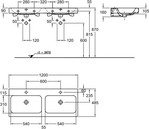 Раковина 120 см Geberit iCon 124120000, белый