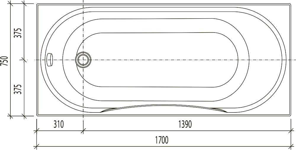 Комплект Акриловая ванна STWORKI Хальмстад SW1017075026 без опоры 170x75 см + Ножки + Гарнитур Вестфолл WH627-C хром