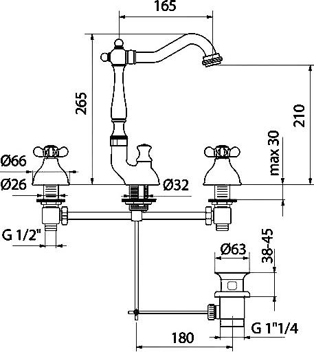 Смеситель Webert Ottocento OT750202010 золото для раковины