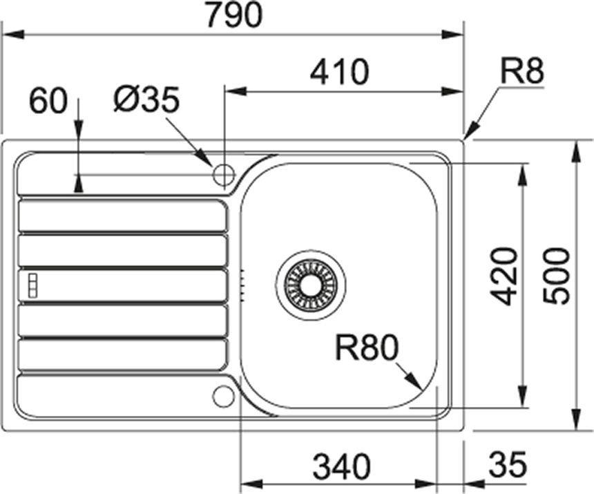 Кухонная мойка 79 см Franke Spark SKN 611-79 101.0605.606, нержавеющая сталь