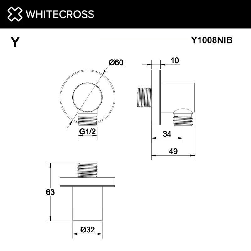 Держатель душа Whitecross Y Brushed Nickel Y1008NIB серый