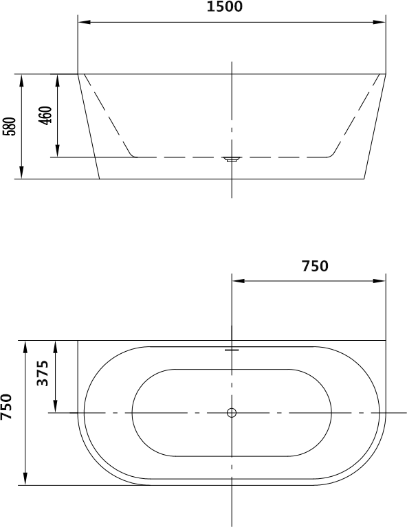 Акриловая ванна Art&Max 150x75 AM-206-1500-750, белый