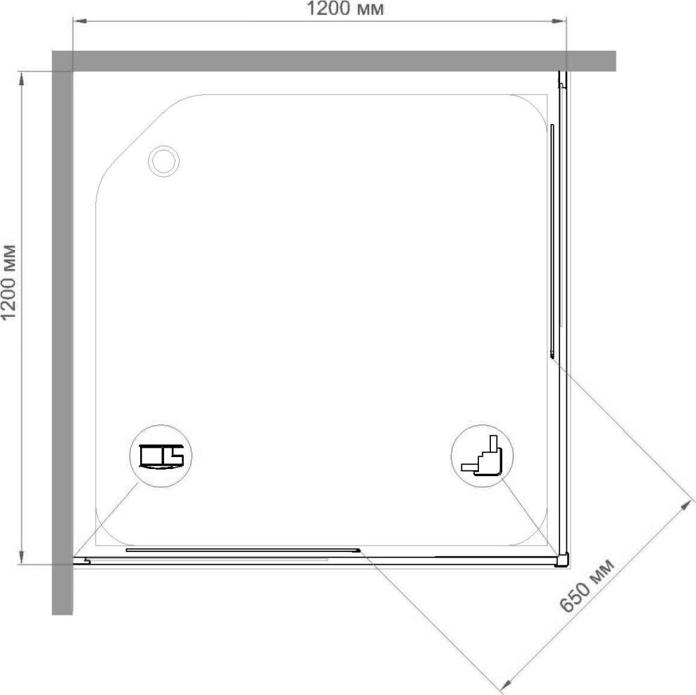 Душевой уголок 120х120 см Royal Bath HPD RB1212HPD-C-CH стекло рифленое