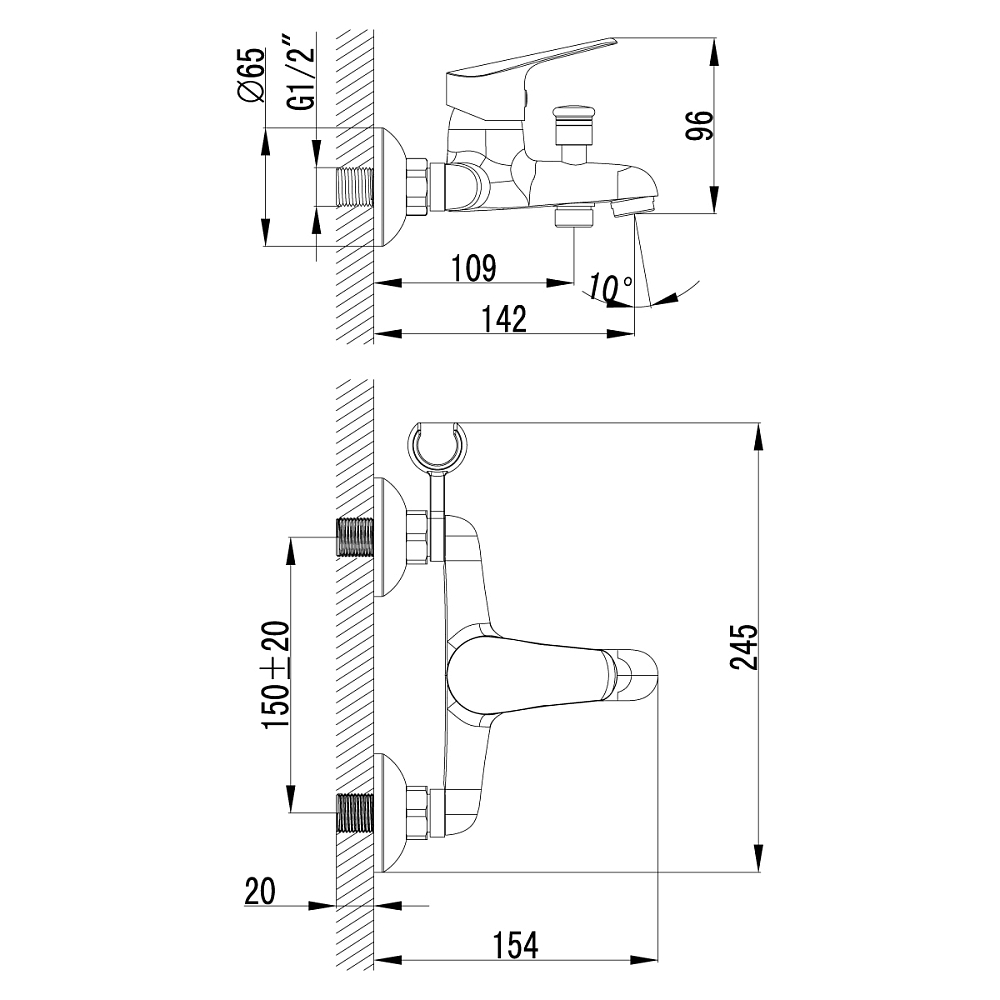 Смеситель для ванны Lemark Partner LM6552C хром