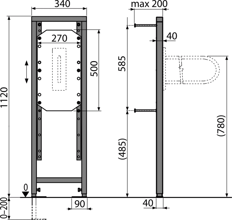 Инсталляция для поручней AlcaPlast A106/1120