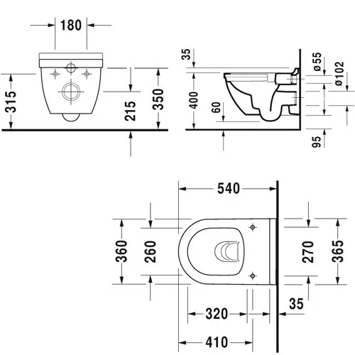 Подвесной унитаз Duravit Starck 3 Rimless 2527090000, с крышкой-сиденьем SoftClose 0063890000