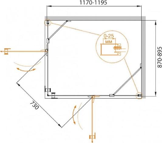 Душевой уголок Cezares CRYSTAL-S-AH-2-120/90-C-Cr-R