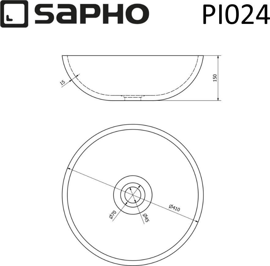 Раковина-чаша Sapho Priori PI024 41 см, серый